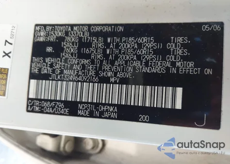 2006 Scion Xb from USA, damaged, VIN JTLKT324964092166